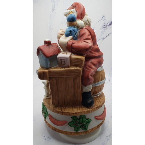 Vintage Homco Santa Claus Revolving Music Box Jingle Bells Porcelain Figurine - Picture 4 of 8